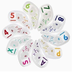 10 pcs. Premium Leather Bead Piece Embroidered Golf Iron Club Headcovers